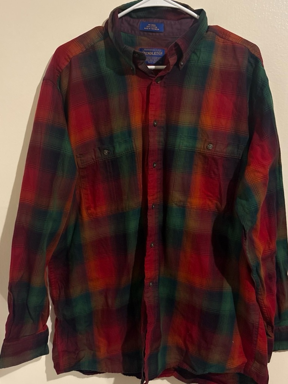 Pendleton Men's Multicolor Plaid Button-Up Shirt Jacket in Red & Green